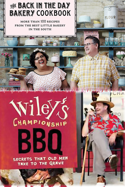 Book covers of The Back in the Day Bakery Cookbook and Wiley's Championship BBQ