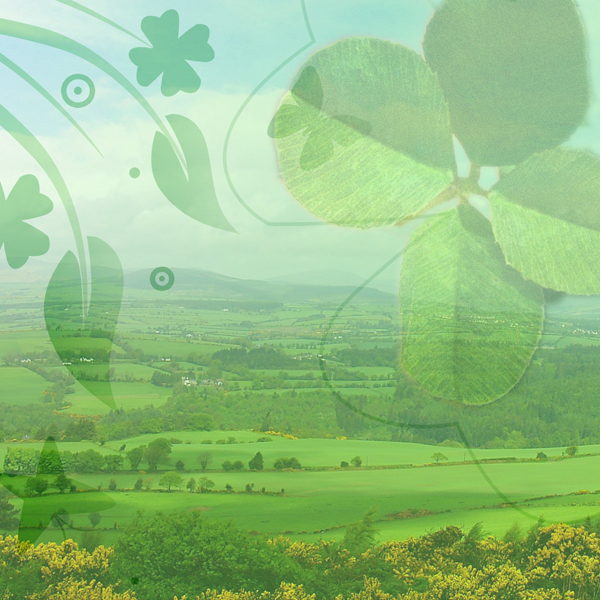 Images of Ireland and four leaf clovers. Photos © FreeImages/Brian Lary, Rob Gonyea, and Bill Davenport