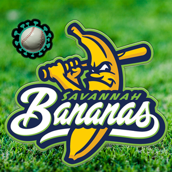 The Savannah Bananas logo takes a crack at the novel coronavirus. Photos © Savannah Bananas and FreeImages/Chris Collins and Dyana By